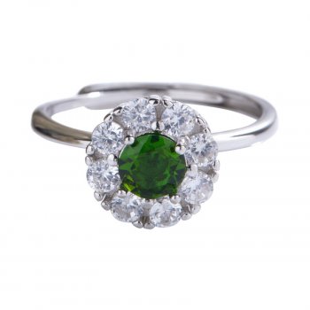 S925 Sterling Silver Ring Inlaid With Natural Diopside
